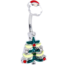 Load image into Gallery viewer, Red Gem Santa Christmas Tree Double Mount Belly Ring
