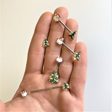 Load image into Gallery viewer, Red Gem Santa Christmas Tree Double Mount Belly Ring
