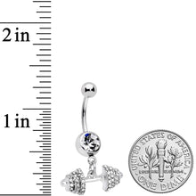 Load image into Gallery viewer, Clear Gem Weightlifting Barbell Dangle Belly Ring
