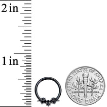 Load image into Gallery viewer, 16G 3/8 Black Gem Black Plated Bat Hinged Segment Ring
