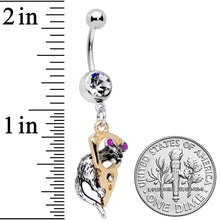 Load image into Gallery viewer, Clear Gem Mouse Gets Cheese Dangle Belly Ring
