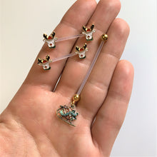 Load image into Gallery viewer, 14G 9/16 Bioplast Reindeer Christmas Barbell Nipple Ring Set
