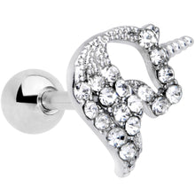 Load image into Gallery viewer, 16G 1/4 Clear Gem Silhouette Unicorn Cartilage Tragus Earring
