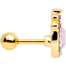 Load image into Gallery viewer, 16G 1/4 Pink Gem White Faux Opal Gold Tone Cartilage Tragus
