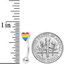 Load image into Gallery viewer, 16G 5/16 Rainbow Pride Heart Curved Eyebrow Ring
