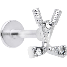 Load image into Gallery viewer, 16G 5/16 Clear CZ Gem Crossed Golf Clubs Labret Monroe Tragus

