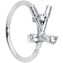 Load image into Gallery viewer, 20G 5/16 Clear CZ Gem Crossed Golf Clubs Nose Hoop
