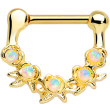 Load image into Gallery viewer, 16G 5/16 White Synthetic Opal Gold Tone Flowers Septum Clicker

