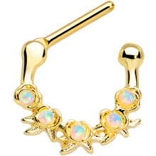 Load image into Gallery viewer, 16G 5/16 White Synthetic Opal Gold Tone Flowers Septum Clicker
