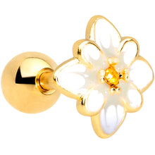 Load image into Gallery viewer, 16G 1/4 Yellow Gem Gold Tone White Flower Cartilage Tragus

