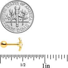 Load image into Gallery viewer, 16G 1/4 Yellow Gem Gold Tone White Flower Cartilage Tragus
