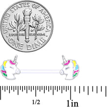Load image into Gallery viewer, 14G 9/16 Clear Bioplast Pastel Unicorn Barbell Nipple Ring Set
