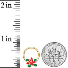 Load image into Gallery viewer, 16G 3/8 Gold Tone Poinsettia Christmas Hinged Segment Ring
