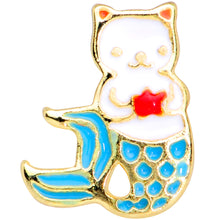 Load image into Gallery viewer, 16G 5/16 Gold Tone Blue White Mermaid Cat Labret Monroe Tragus

