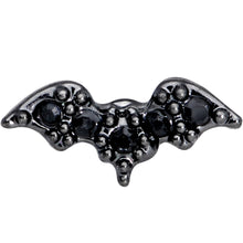 Load image into Gallery viewer, 16G 1/4 Black Gem Black Bat Halloween Cartilage Tragus Earring
