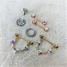 Load image into Gallery viewer, 16G 3/8 Aurora Gem Paved Septum Clicker
