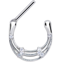 Load image into Gallery viewer, 16G 3/8 Clear Gem Bands Open Loops Septum Clicker
