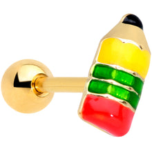 Load image into Gallery viewer, 16G 1/4 Gold Tone Get to Work Pencil Cartilage Tragus Earring
