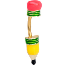 Load image into Gallery viewer, Get to Work Yellow Pencil Double Mount Belly Ring
