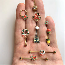 Load image into Gallery viewer, Get to Work Yellow Pencil Double Mount Belly Ring

