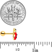 Load image into Gallery viewer, 16G 1/4 Clear Black Gem Gold Tone Ladybug Cartilage Tragus Earring
