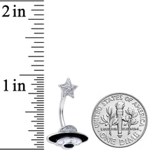 Load image into Gallery viewer, Clear Gem Alien Spacecraft UFO Double Mount Belly Ring
