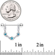 Load image into Gallery viewer, 14G 3/4 Aqua Gem Knotted Flower Dangle Nipple Ring Set
