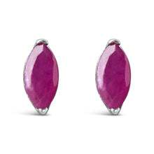 Load image into Gallery viewer, .925 Sterling Silver 1/2 Cttw Created Pink Ruby Gemstone Solitaire Stud Earrings
