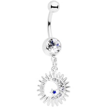 Load image into Gallery viewer, Clear Blue Gem Moon Sun Star Dangle Belly Ring
