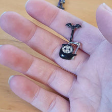 Load image into Gallery viewer, Clear Gem Black Bat Grim Reaper Halloween Double Mount Belly Ring
