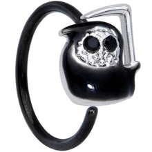 Load image into Gallery viewer, 20G 1/4 Black Gem Black Grim Reaper Halloween Nose Hoop

