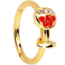 Load image into Gallery viewer, 16G 3/8 Red Gem Gold Tone Wine Glass Hinged Septum Clicker
