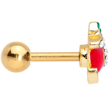 Load image into Gallery viewer, 16G 1/4 Clear Gem Gold Tone Christmas Sleigh Cartilage Tragus
