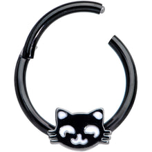 Load image into Gallery viewer, 16G 3/8 Black Cat Halloween Hinged Septum Clicker
