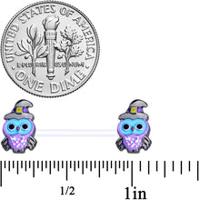 Load image into Gallery viewer, 14G 9/16 Clear Bioplast Witch Owl Halloween Nipple Ring Set
