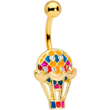 Load image into Gallery viewer, Clear Gem Gold Tone Yellow Red Hot Air Balloon Belly Ring
