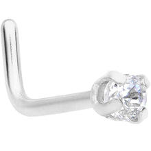 Load image into Gallery viewer, 20G 1/4 Clear 2mm CZ Gem L Shaped Nose Ring
