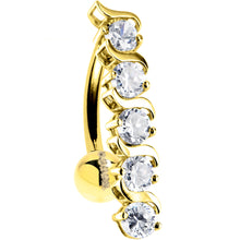 Load image into Gallery viewer, 16G Solid 14K Yellow Gold Top Drop Cubic Zirconia Delight Belly Ring
