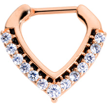 Load image into Gallery viewer, 16G 5/16 Clear CZ Gem Rose Gold Tone Chevron Septum Clicker
