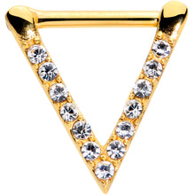 Load image into Gallery viewer, 16G 5/16 Clear CZ Gem Gold Tone Sleek Triangle Septum Clicker
