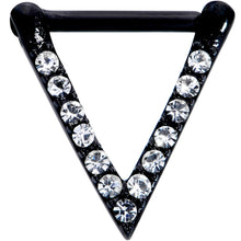 Load image into Gallery viewer, 16G 5/16 Clear CZ Gem Black Sleek Triangle Septum Clicker
