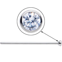 Load image into Gallery viewer, 20G 3/4 Clear CZ Gem Grade 23 Titanium Fishtail Nose Ring 2mm
