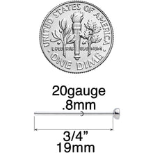 Load image into Gallery viewer, 20G 3/4 Clear CZ Gem Grade 23 Titanium Fishtail Nose Ring 3mm
