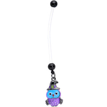 Load image into Gallery viewer, Clear Bioplast Blue Purple Witch Owl Dangle Pregnancy Belly Ring
