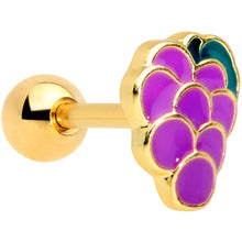Load image into Gallery viewer, 16G 1/4 Gold Tone Sweet Purple Grapes Cartilage Tragus Earring
