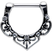 Load image into Gallery viewer, 16G 5/16 Clear Gem Graceful Bows Septum Clicker
