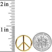 Load image into Gallery viewer, 16G 1/4 Gold Tone Retro Peace Sign Closure Ring
