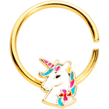 Load image into Gallery viewer, 18G 3/8 Gold Tone Rainbow Unicorn Seamless Circular Ring
