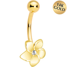 Load image into Gallery viewer, 16G Solid 14K Yellow Gold FLOWER Belly Ring
