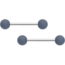 Load image into Gallery viewer, 14G 9/16 Hot Pink Grey Matte Barbell Nipple Ring Set of 4
